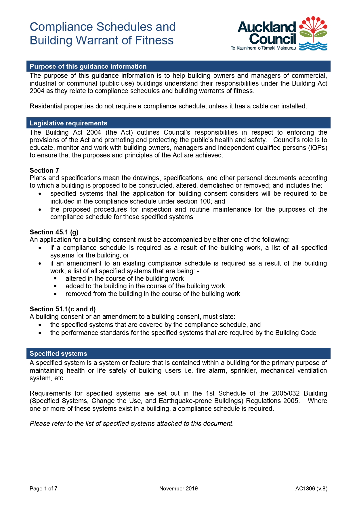 Building Warrant of Fitness compliance documentation and inspection services